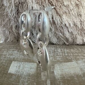 Silver Hoop Dangle Earrings